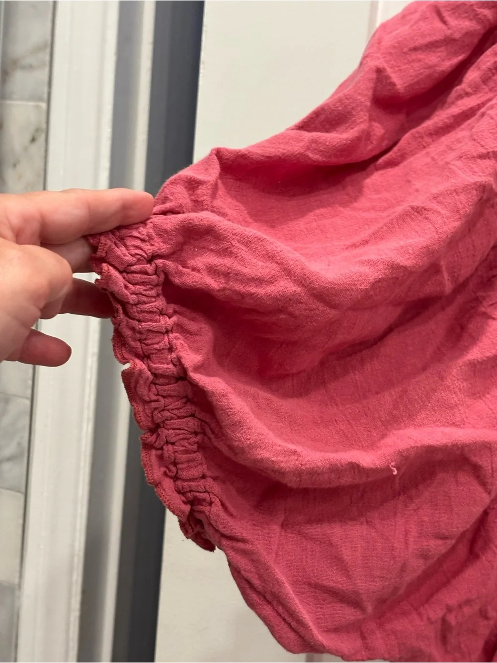 Free People Elsie Dusty Rose Pintuck Puff Sleeve Tunic Top
